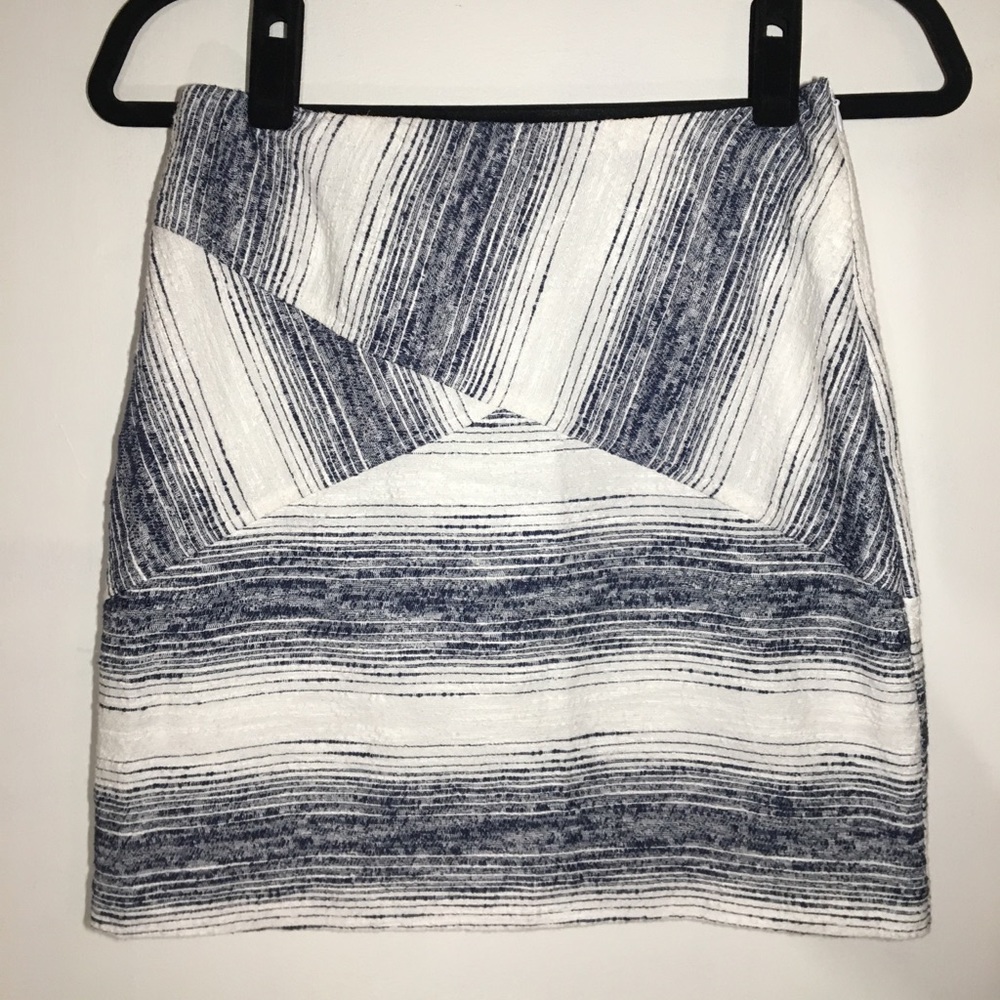 NWT J.O.A. navy and white striped skirt